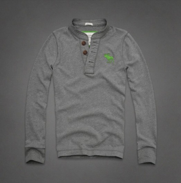 Abercrombie Fitch Hombres Ponte de pie de cuello Largo Remera AF6225